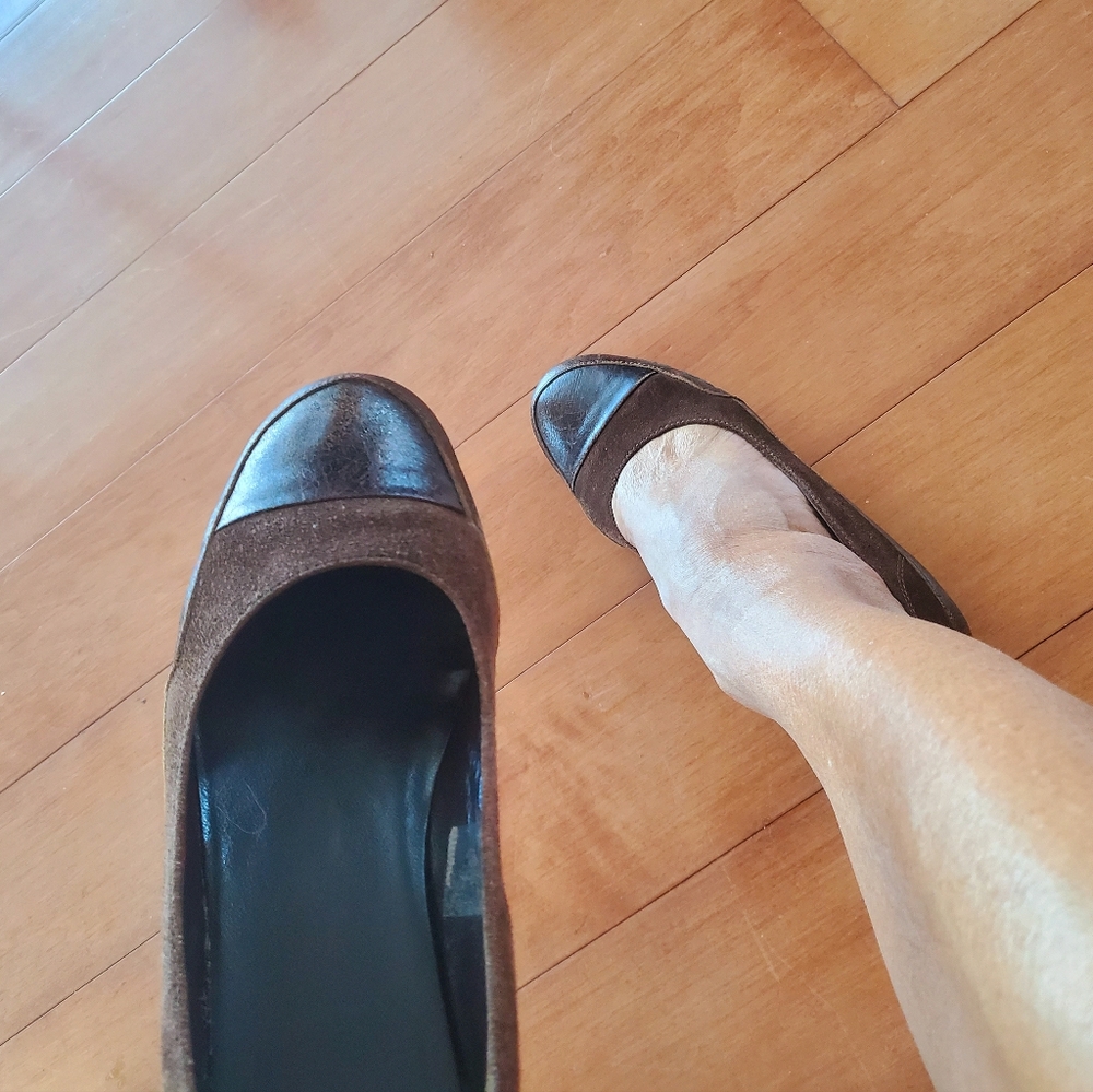 Brown Italian Leather Kitten Heels shoes by Ash, 7